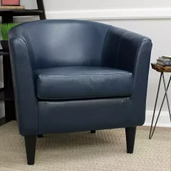 Navy Faux Leather Winslow Accent Chair