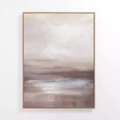 Neutral Brown Abstract Framed Canvas Art Print
