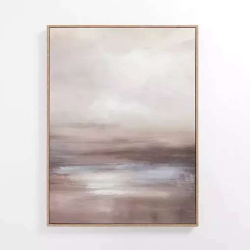 Neutral Brown Abstract Framed Canvas Art Print