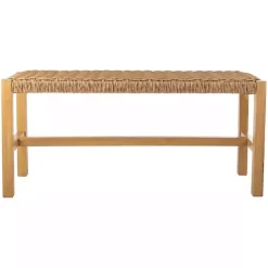 Newport Natural Wood and Rattan Bench