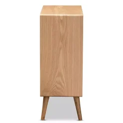 Oak and Rattan 4-Drawer Chest