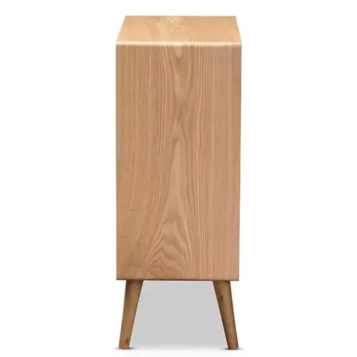 Oak and Rattan 4-Drawer Chest
