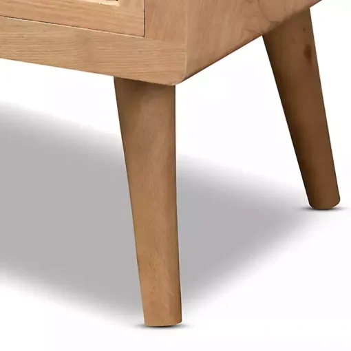 Oak and Rattan 4-Drawer Chest