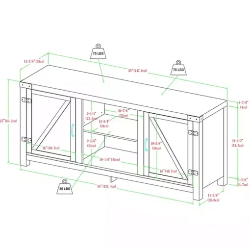 Oak Farmhouse Double Door TV Stand
