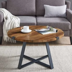 Oak Urban Rustic Round Coffee Table