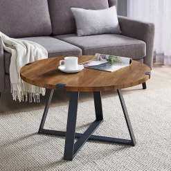 Oak Urban Rustic Round Coffee Table