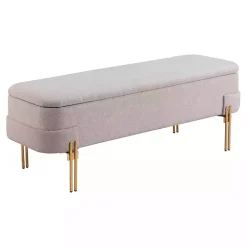 Oatmeal Shearling Upholstered Storage Bench