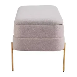 Oatmeal Shearling Upholstered Storage Bench