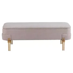 Oatmeal Shearling Upholstered Storage Bench