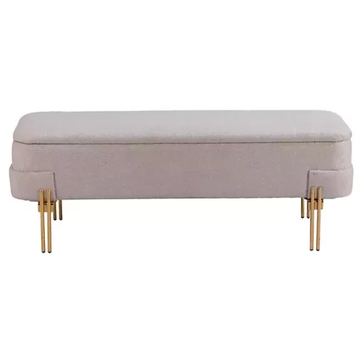 Oatmeal Shearling Upholstered Storage Bench