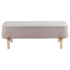 Oatmeal Shearling Upholstered Storage Bench
