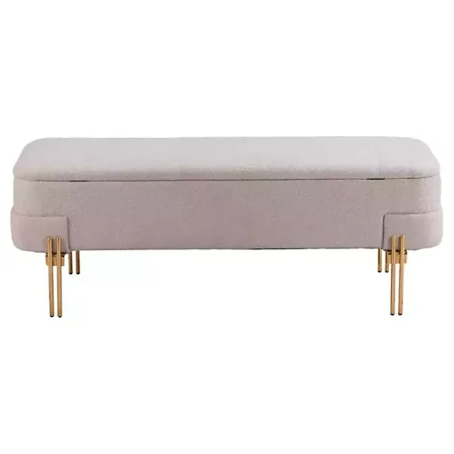 Oatmeal Shearling Upholstered Storage Bench