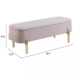 Oatmeal Shearling Upholstered Storage Bench