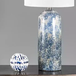 Ocean Blues Mottled Pillar Table Lamp