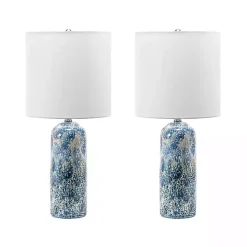 Ocean Blues Mottled Pillar Table Lamp