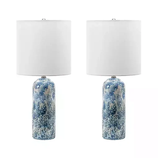 Ocean Blues Mottled Pillar Table Lamp