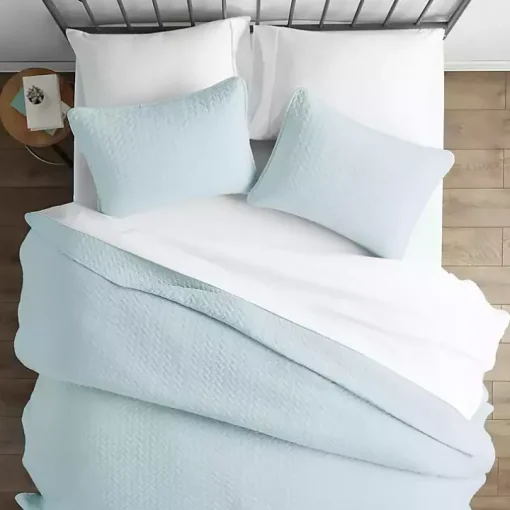 Pale Blue Herring 3-pc. Queen Quilted Coverlet Set