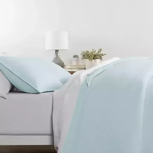 Pale Blue Herring 3-pc. Queen Quilted Coverlet Set