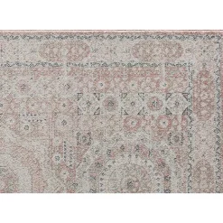 Pink Peony Medallion Area Rug, 5x7
