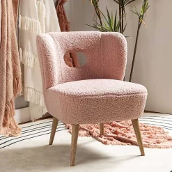 Pink Sherpa Barrel Accent Chair