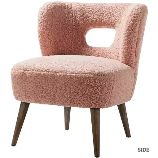 Pink Sherpa Barrel Accent Chair