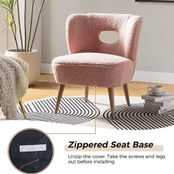 Pink Sherpa Barrel Accent Chair