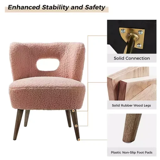 Pink Sherpa Barrel Accent Chair