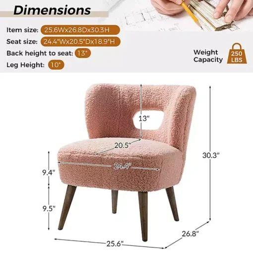 Pink Sherpa Barrel Accent Chair