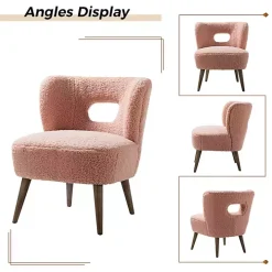 Pink Sherpa Barrel Accent Chair