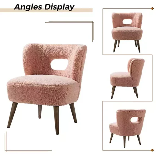 Pink Sherpa Barrel Accent Chair