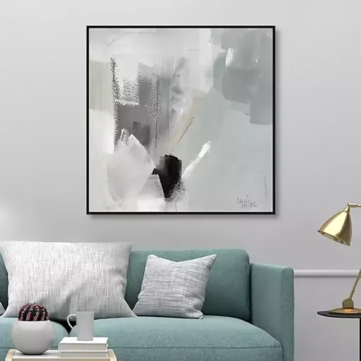 Quiet Gray Framed Canvas Art Print
