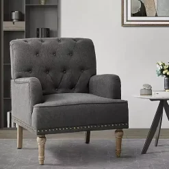 Reginald Charcoal Button Tufted Armchair