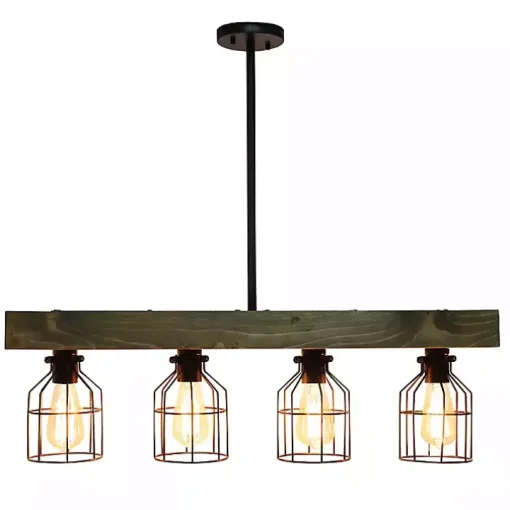 Restored Wood 4-Light Pendant Light
