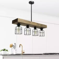 Restored Wood 4-Light Pendant Light