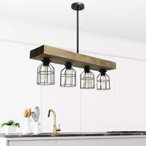 Restored Wood 4-Light Pendant Light