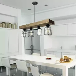 Restored Wood 4-Light Pendant Light
