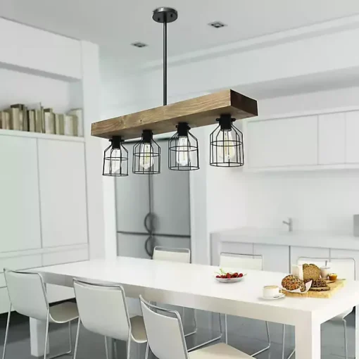 Restored Wood 4-Light Pendant Light
