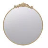 Round Antique Gold Floral Scroll Mirror, 39 in.