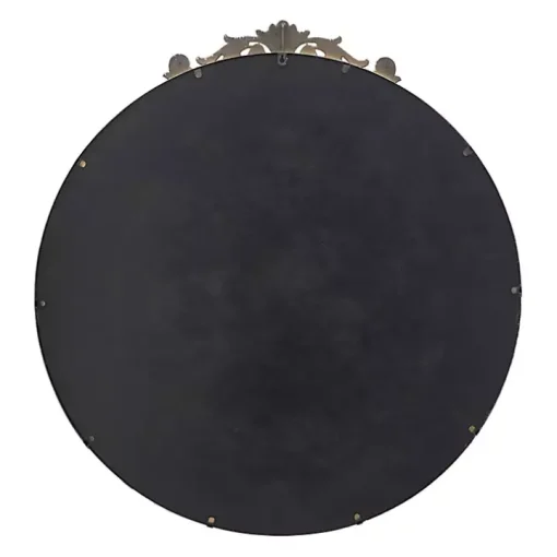 Round Antique Gold Floral Scroll Mirror, 39 in.