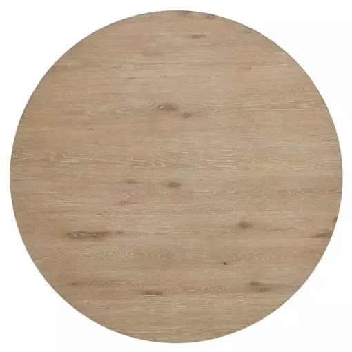 Round Brown Wood Pedestal Base Dining Table