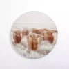Round Frosty Highland Cows Canvas Art Print