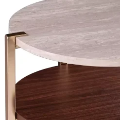 Round Gold 2-Tier Accent Table