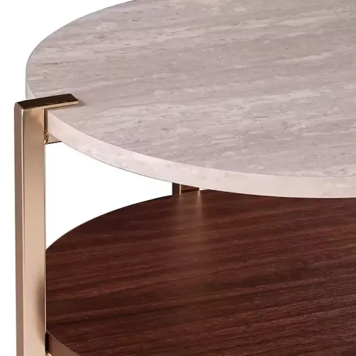 Round Gold 2-Tier Accent Table