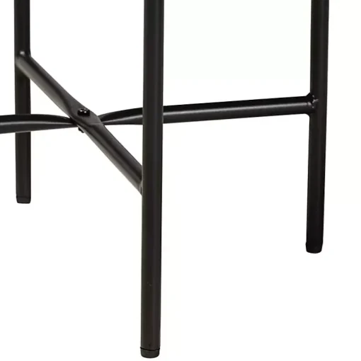 Round Light Brown Wood X Base Accent Table