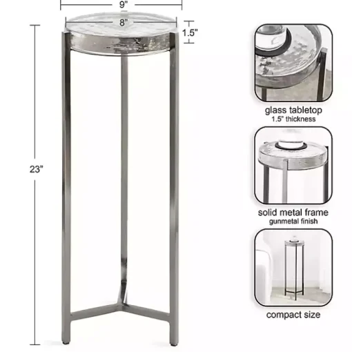 Round Pewter Aguilar Accent Table