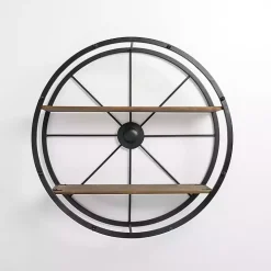 Round Wagon Wheel Wall Shelf