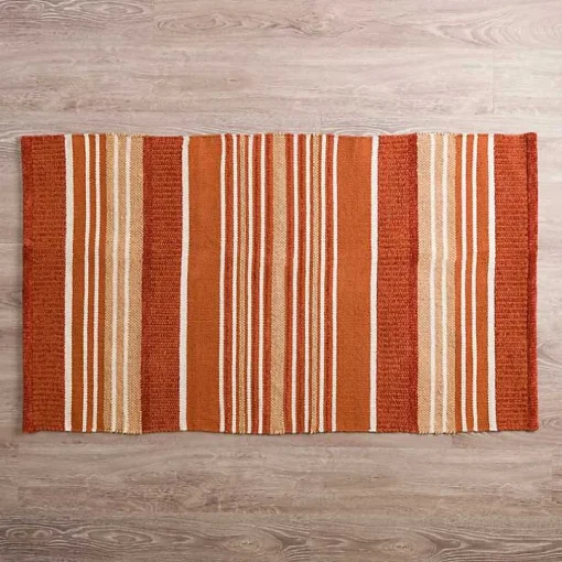 Rust Chenille Striped Scatter Rug