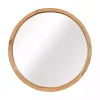 Rustic Brown Acacia Round Wall Mirror