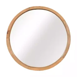 Rustic Brown Acacia Round Wall Mirror