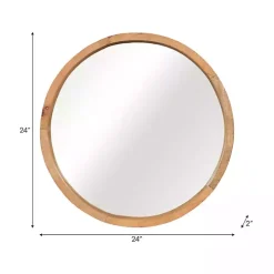 Rustic Brown Acacia Round Wall Mirror